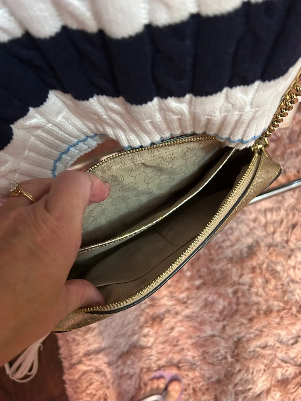 Michael Kors Metallic Gold Leather Crossbody